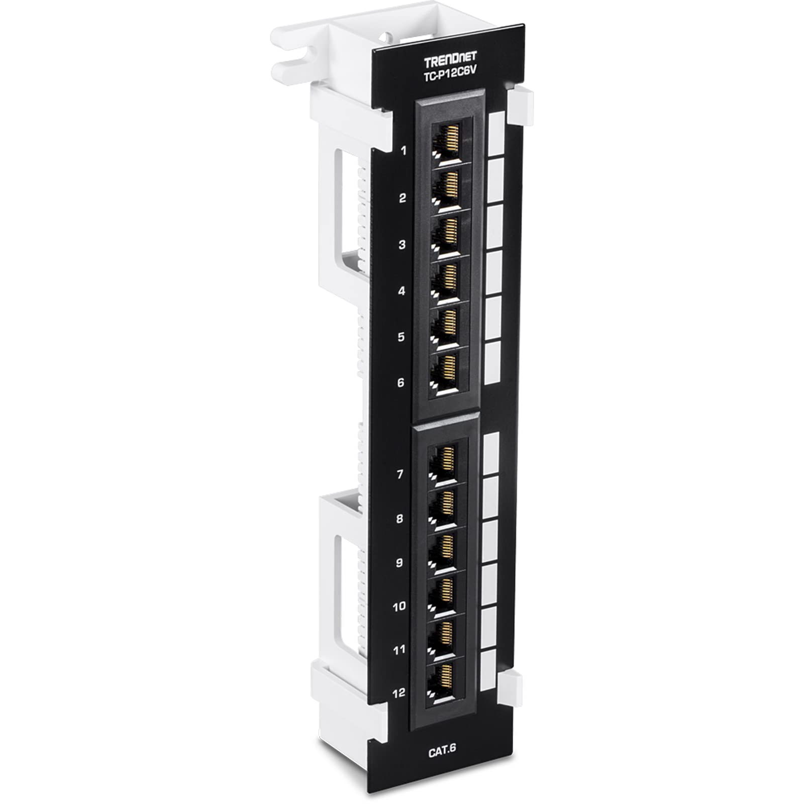 TRENDnet 12-Port Cat6 Unshielded Patch Panel for Network Installation, Vertical/Horizontal Mount, Black