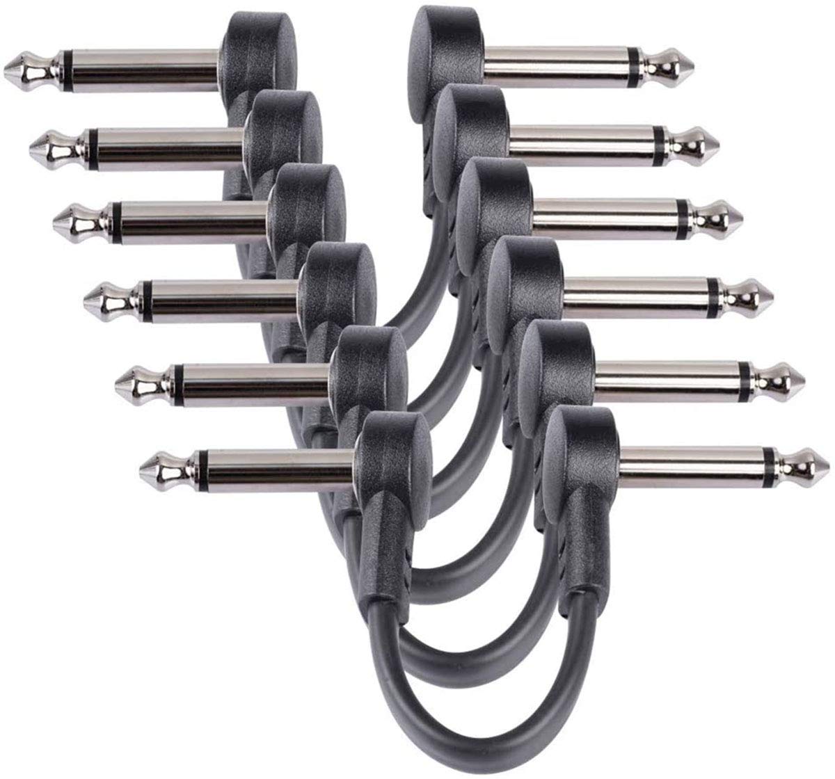 Guitar Patch Cables 6 Inch 6 Pack, Black
1/4" TS Right Angle Effect Pedal Flat Cables, Black
Pedal Board Patch Cables 6