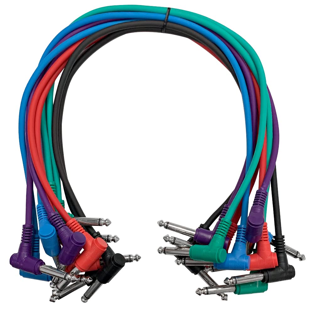 Seismic Audio Speakers Right Angle Patch Cables, Multi Colored, 1.5 Feet, Pack of 10  
Seismic Audio Speakers ¼" TS Righ