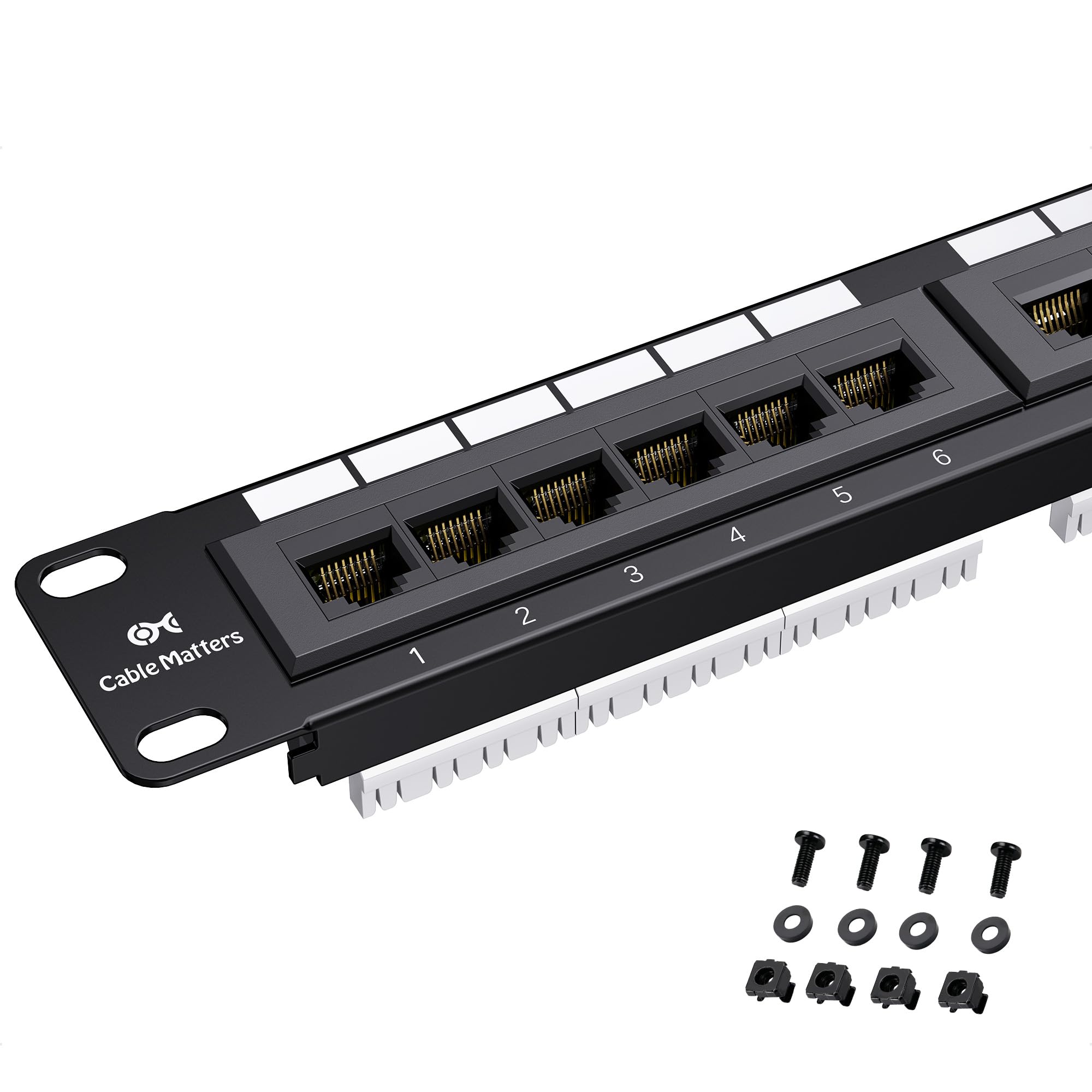 Cable Matters UL Listed 24 Port 19-Inch 1U Cat6 Patch Panel for 10 Gigabit Ethernet Wall Mount Usage 110 Krone Compatibl