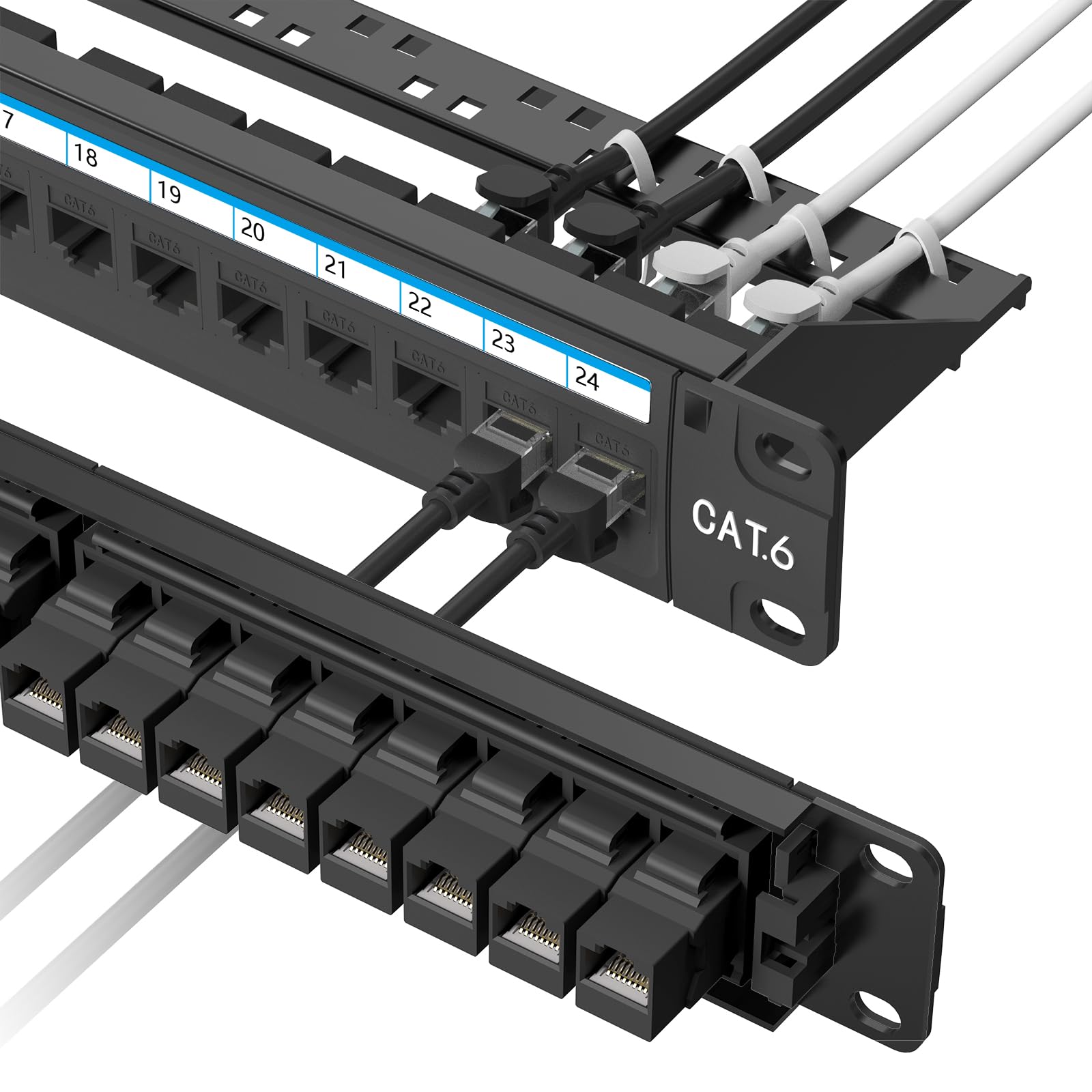 Jadaol 24 Port Cat6 Patch Panel for 10Gbps Ethernet - Ideal for Network Engineers and IT Professionals - Data Centers a