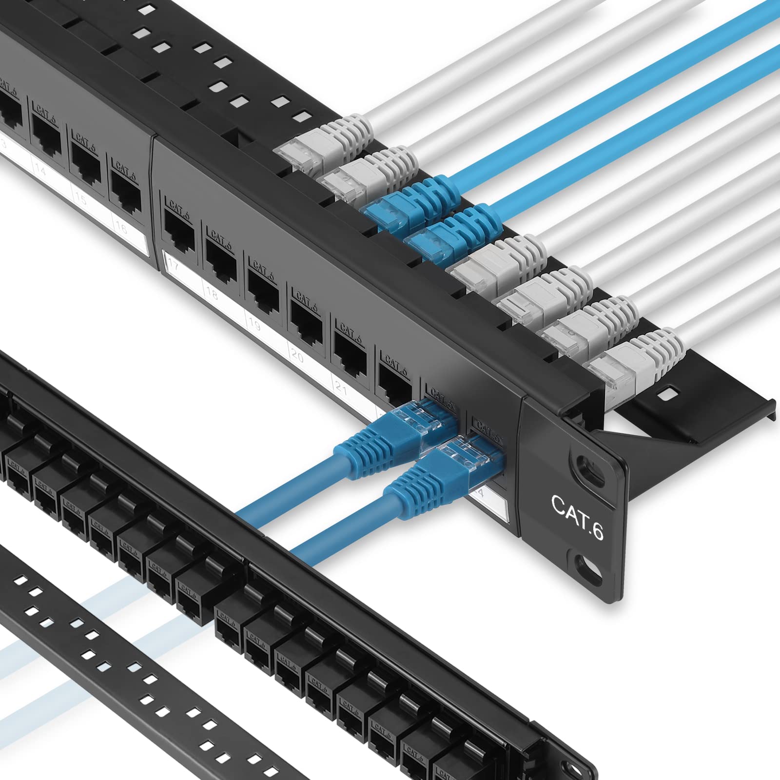 Rapink 24 Port Cat6 Patch Panel with Inline Keystone 10G Support for Network Installation
Rapink 24 Port Cat6 Patch Pane