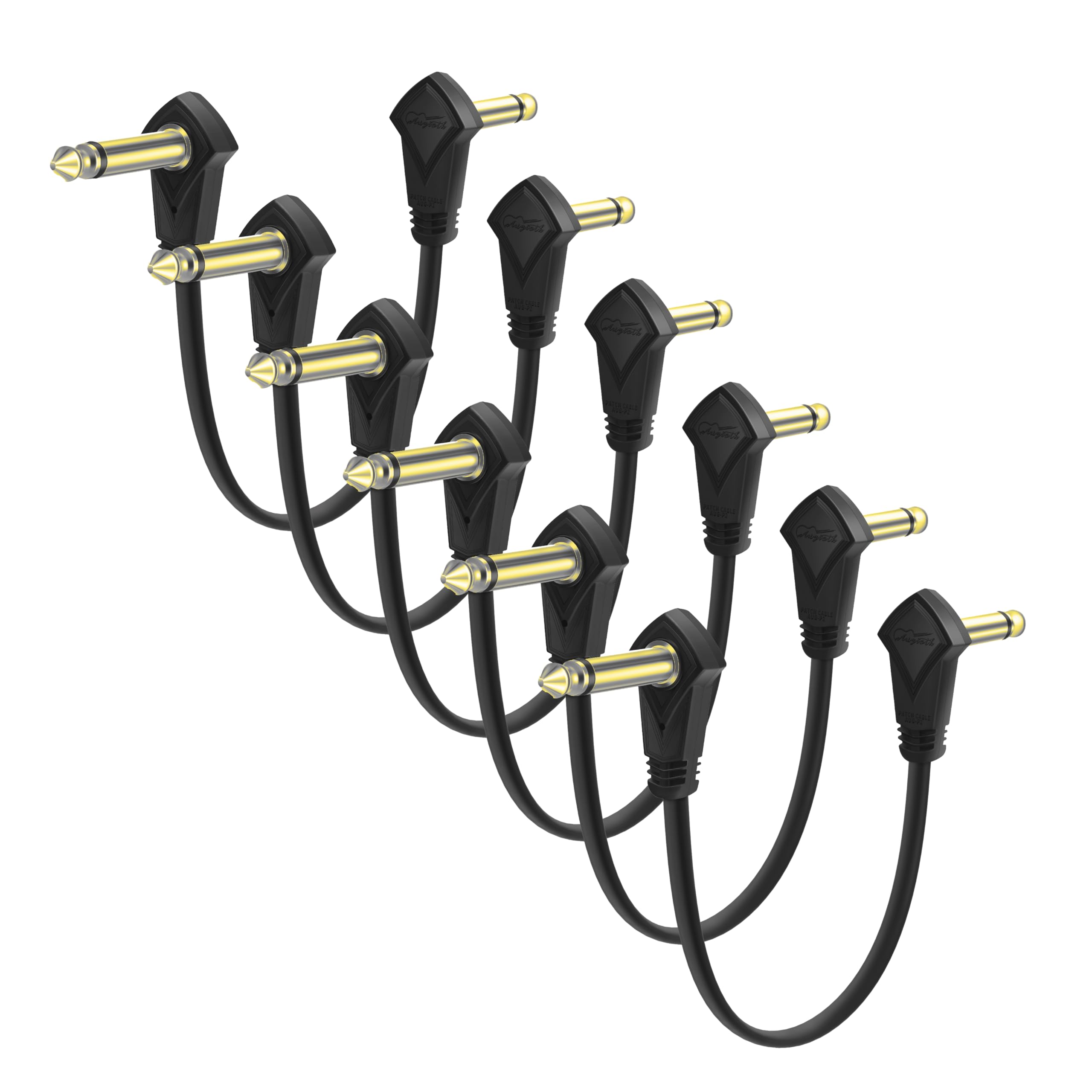 30 cm Black Guitar Pedal Cable Effect Cord for Guitar, 6 Pack, 12 Inch Low Profile Right Angle Patch Cable, Gold Plug
|