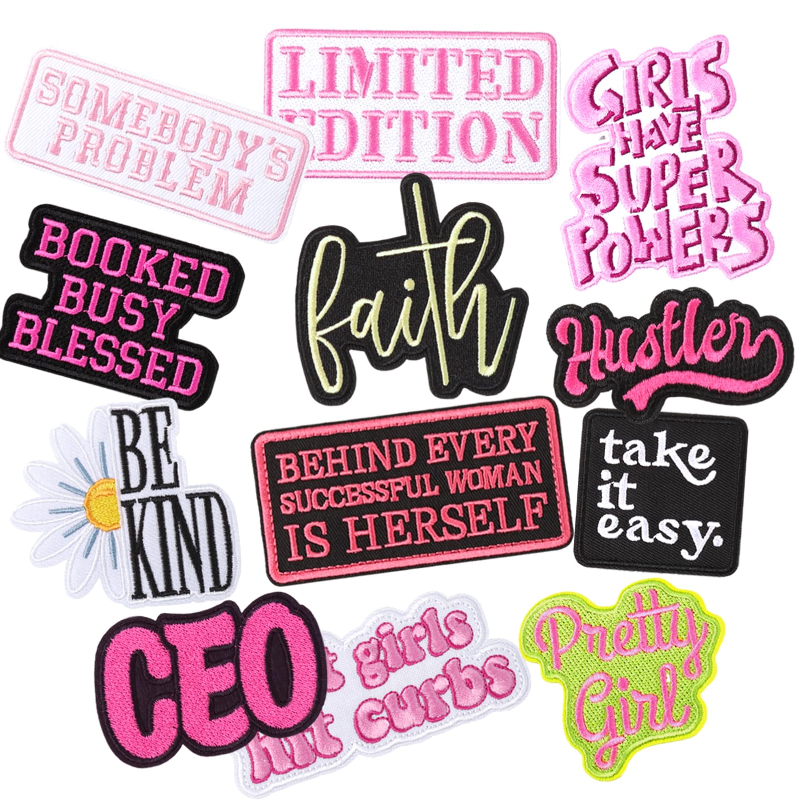 Loghohu Embroidered Patches for Girls' Hats and Clothing DIY Sew On Patches Assorted Styles Cowgirl Repair Patches 12 Pc